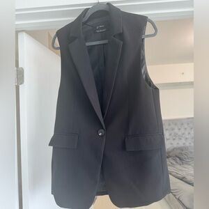 bershka longline tailored waistcoat black size S
